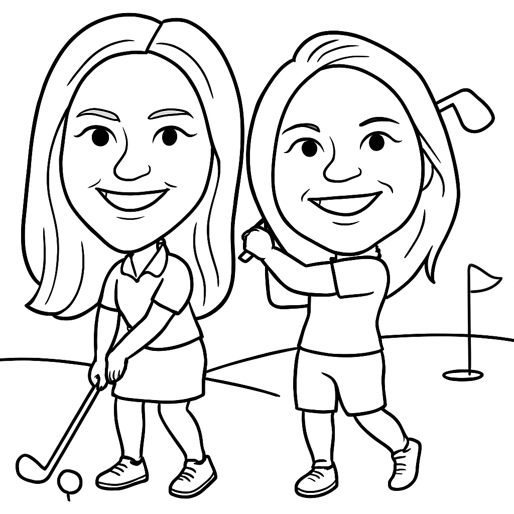 Golf-themed custom sketch portraits